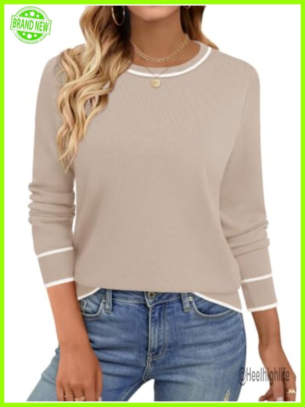 Womens Lightweight Long Sleeve Fine Knit Crewneck Sweater Pullover